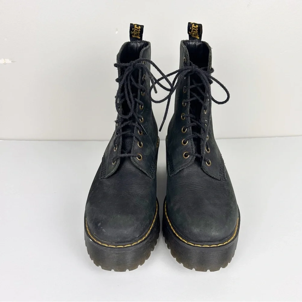 Dr Martens Shriver Hi Leather Boots Black Heel Platform Sz 9 - Picture 2 of 6